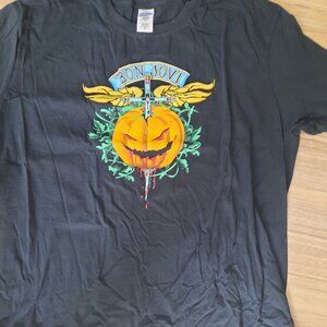 Black Bon Jovi T-Shirt with Pumpkin and Dagger- XL - Free Shipping!
